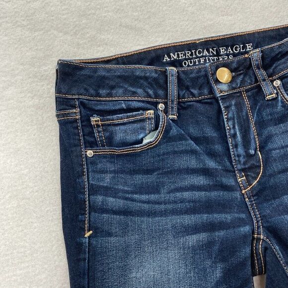 American Eagle Skinny Jeans Women's 4 Short Black Stretch Denim Low Rise Pants - Picture 3 of 13